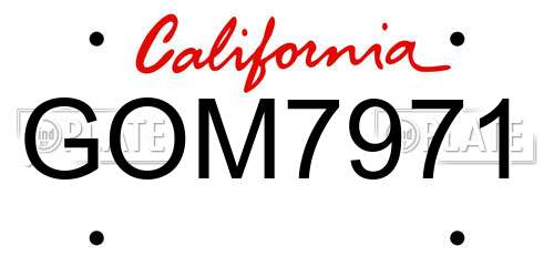 GOM7971 California License Plate