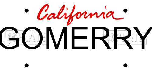 GOMERRY California License Plate