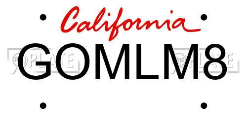 GOMLM8 California License Plate