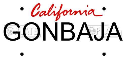 GONBAJA California License Plate