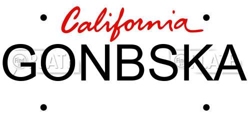 GONBSKA California License Plate