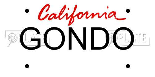 GONDO California License Plate