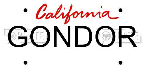 GONDOR California License Plate