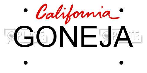 GONEJA California License Plate