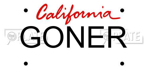GONER California License Plate