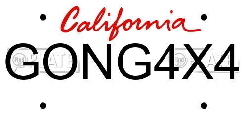GONG4X4 California License Plate