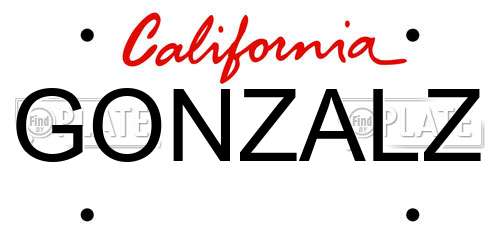 GONZALZ California License Plate