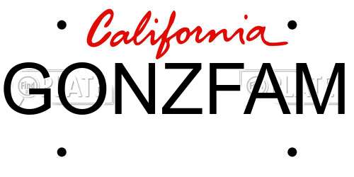 GONZFAM California License Plate