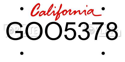 GOO5378 California License Plate