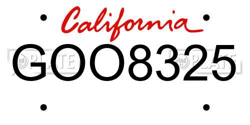 GOO8325 California License Plate