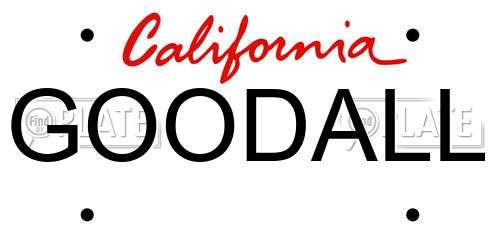 GOODALL California License Plate