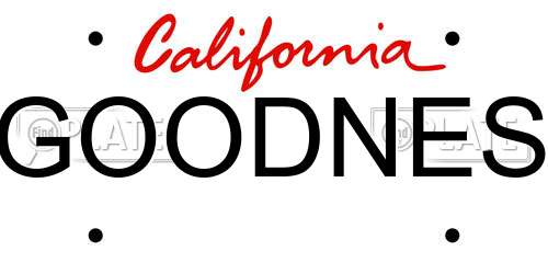GOODNES California License Plate