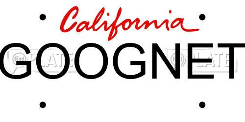 GOOGNET California License Plate