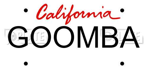 GOOMBA California License Plate