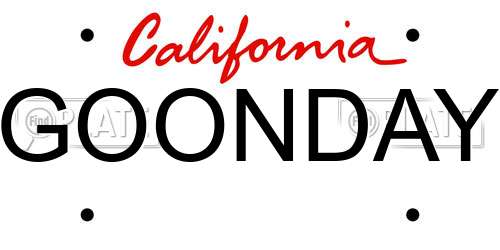 GOONDAY California License Plate