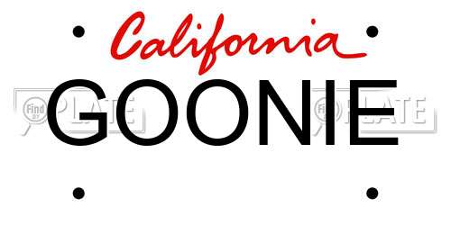 GOONIE California License Plate