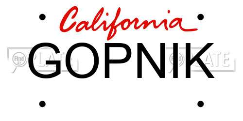 GOPNIK California License Plate