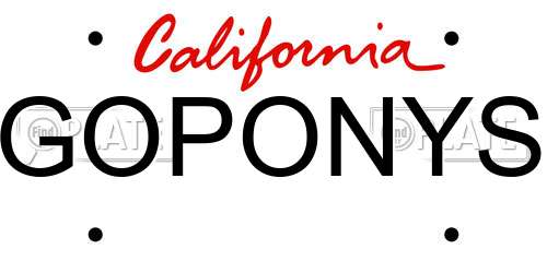 GOPONYS California License Plate