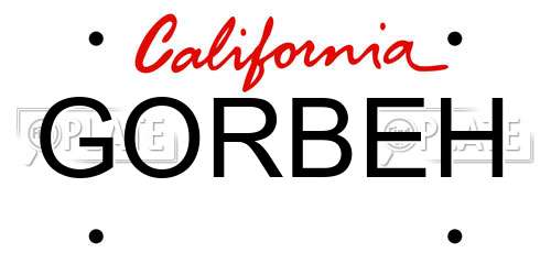 GORBEH California License Plate