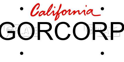 GORCORP California License Plate