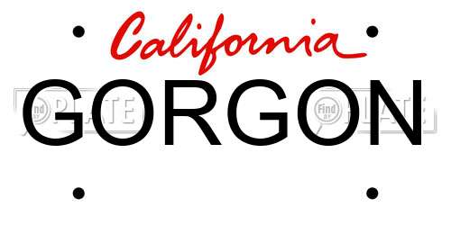GORGON California License Plate