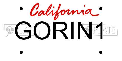 GORIN1 California License Plate