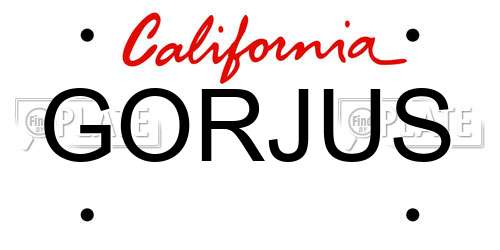 GORJUS California License Plate