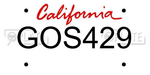 GOS429 California License Plate