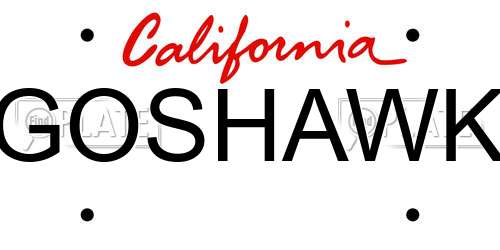GOSHAWK California License Plate