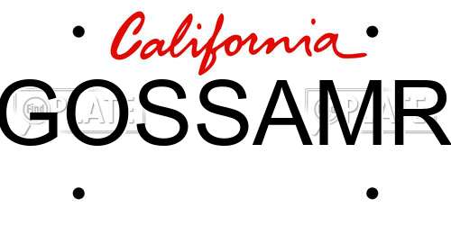 GOSSAMR California License Plate