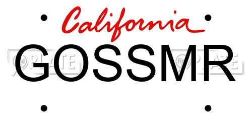 GOSSMR California License Plate