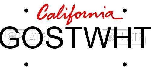 GOSTWHT California License Plate