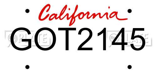 GOT2145 California License Plate