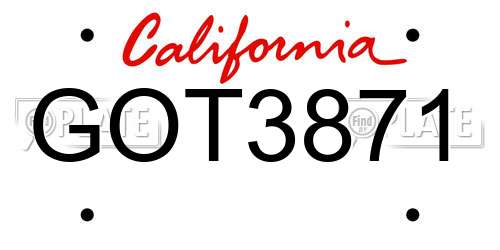 GOT3871 California License Plate