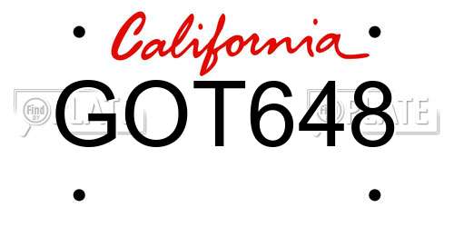 GOT648 California License Plate