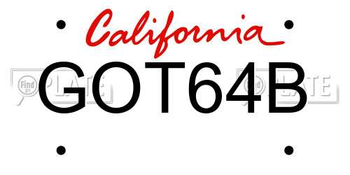 GOT64B California License Plate