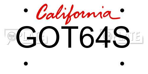 GOT64S California License Plate