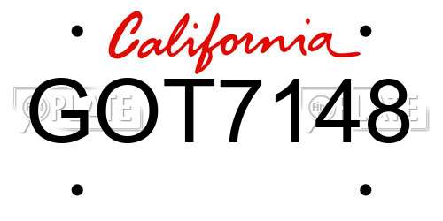 GOT7148 California License Plate