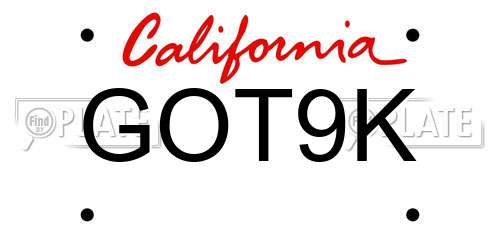 GOT9K California License Plate