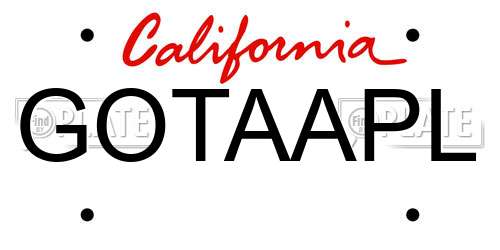 GOTAAPL California License Plate
