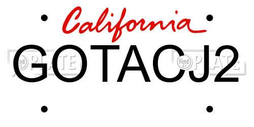 GOTACJ2 California License Plate