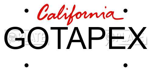 GOTAPEX California License Plate