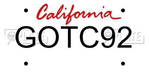 GOTC92 California License Plate