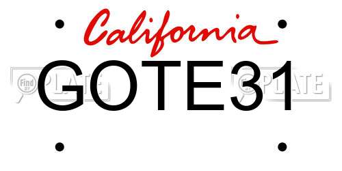 GOTE31 California License Plate