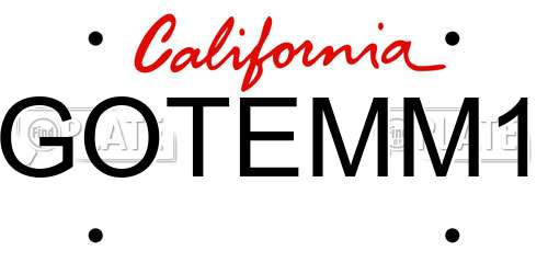 GOTEMM1 California License Plate