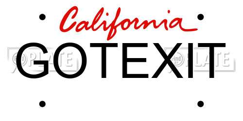 GOTEXIT California License Plate
