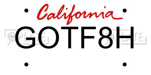 GOTF8H California License Plate