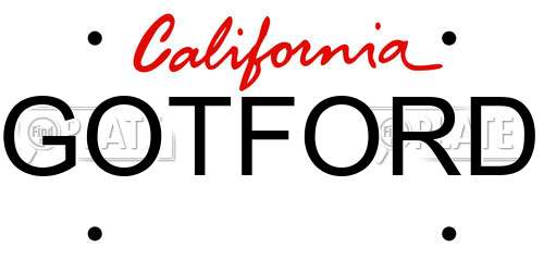 GOTFORD California License Plate