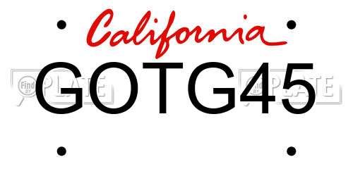 GOTG45 California License Plate