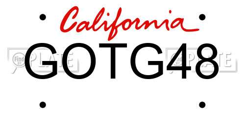 GOTG48 California License Plate
